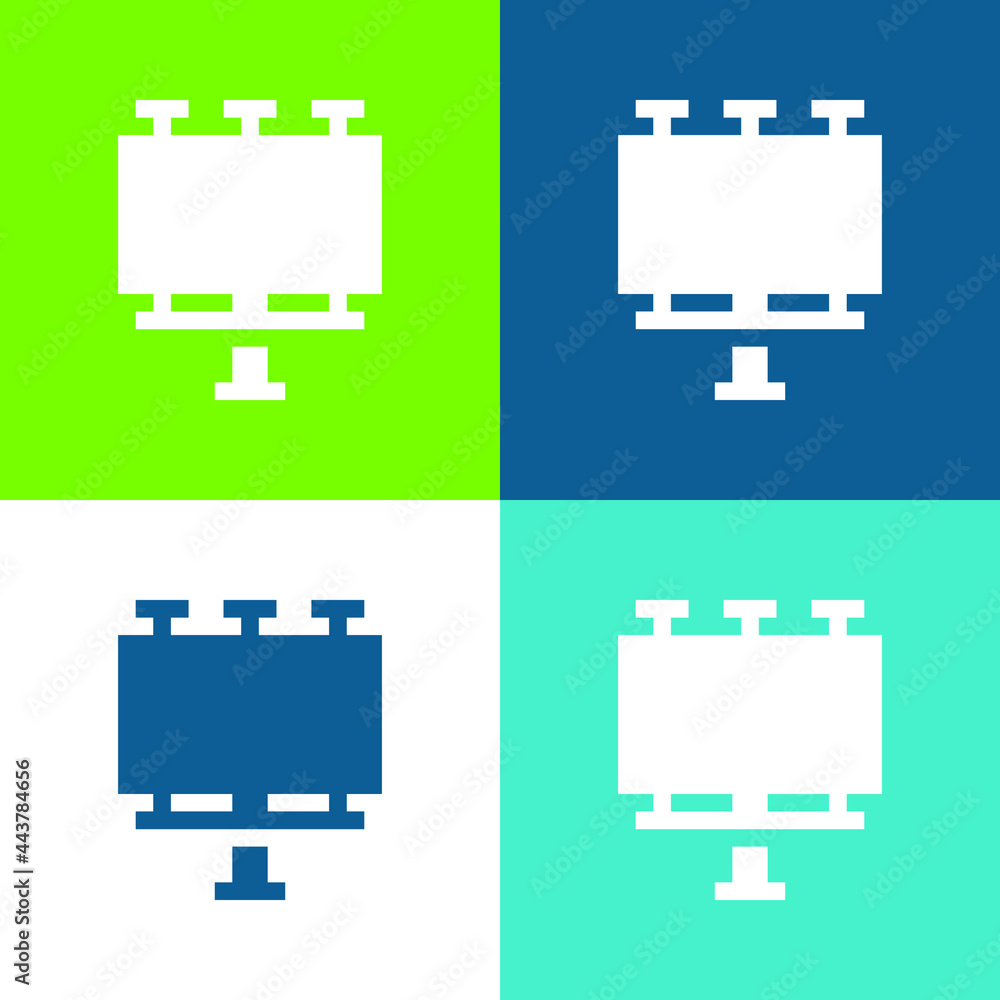 Billboard Flat four color minimal icon set Billboard Flat four color minimal icon set