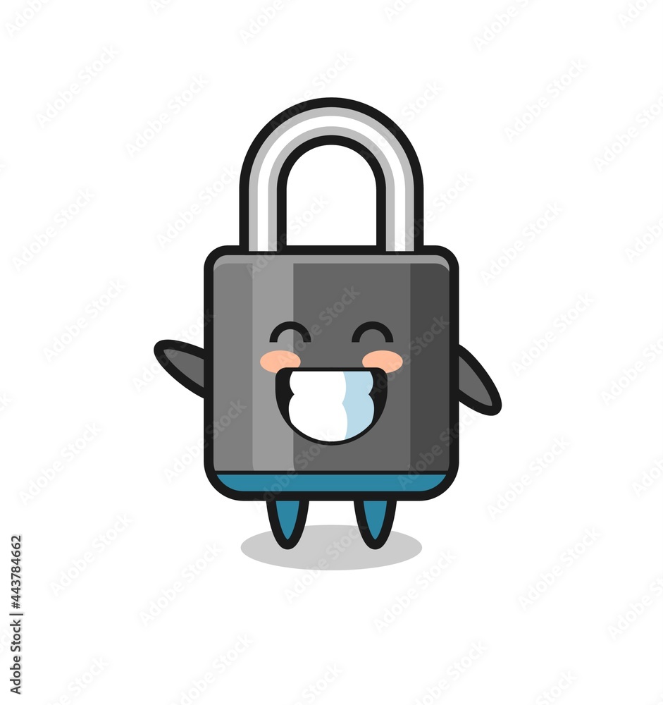 padlock cartoon character doing wave hand gesture padlock cartoon character doing wave hand gesture