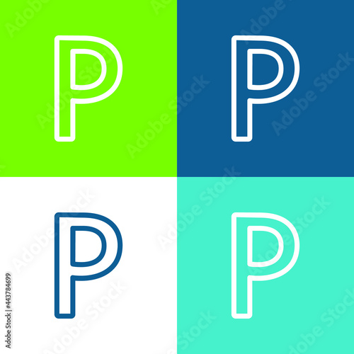 Botswana Pula Currency Sign Flat four color minimal icon set