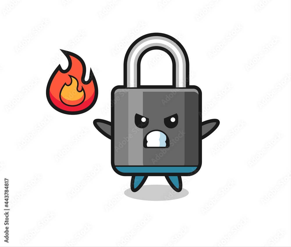 padlock character cartoon with angry gesture padlock character cartoon with angry gesture