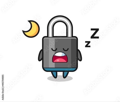 padlock character illustration sleeping at night