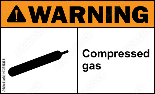 Compressed gas warning sign. Hazardous chemical safety signs and symbols.
