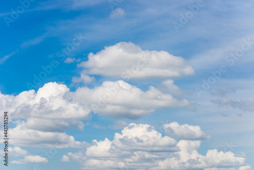 beautiful sparse clouds in the blue sky.Cloudscape.Sunny day. blue sky background with a tiny clouds.Cumulus cloud. © ARVD73