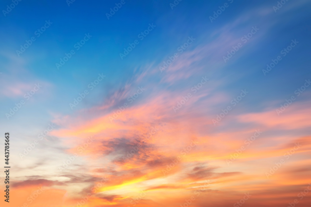 Blur pastels gradient sunset background on soft nature sunrise peaceful morning beach outdoor. heavenly mind view at a resort deck touching sunshine, sky summer clouds.