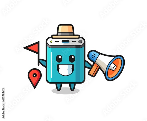 Character cartoon of power bank as a tour guide