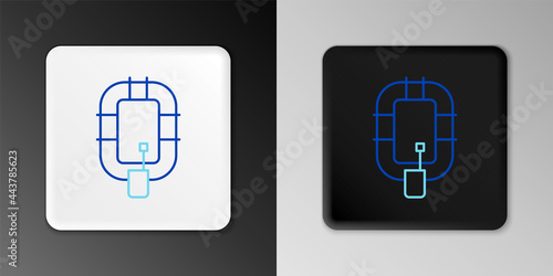 Line Inflatable boat icon isolated on grey background. Rafting boat. Water sports, extreme sports, holiday, vacation. Colorful outline concept. Vector