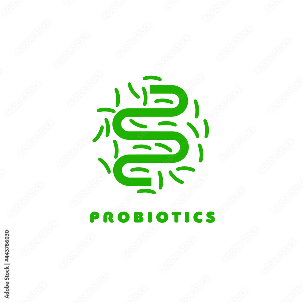 Probiotics logo. Bacteria logo. Concept of healthy nutrition ingredient for therapeutic purposes. Simple flat style trend modern logotype graphic design isolated Probiotics logo. Bacteria logo. Concept of healthy nutrition ingredient for therapeutic purposes. Simple flat style trend modern logotype graphic design isolated