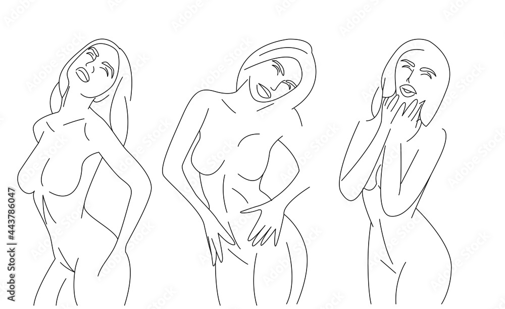 A silhouette of a naked girl in the form of an illustration on a white isolated background for design. A silhouette of a naked girl in the form of an illustration on a white isolated background for design.