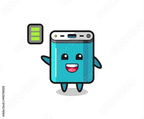 power bank mascot character with energetic gesture