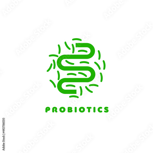 Probiotics logo. Bacteria logo. Concept of healthy nutrition ingredient for therapeutic purposes. Simple flat style trend modern logotype graphic design isolated