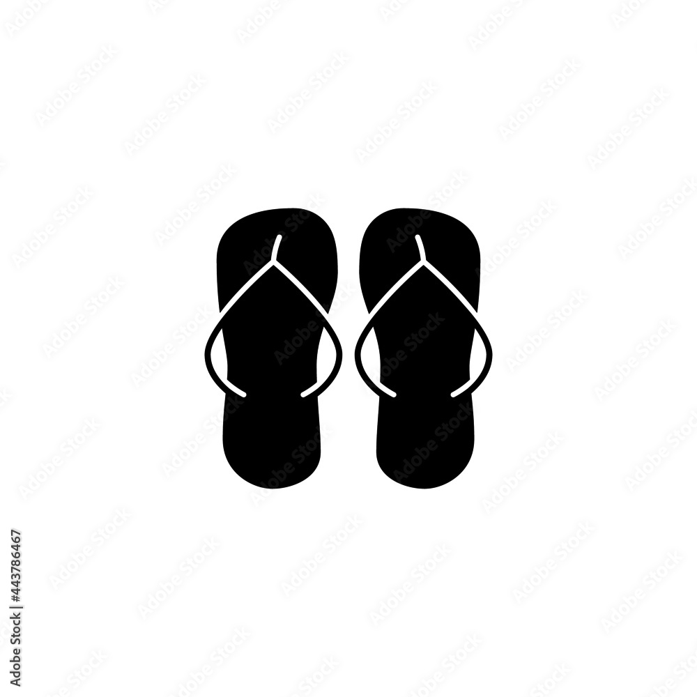 Footwear, slippers icon in solid black flat shape glyph icon, isolated on white background Footwear, slippers icon in solid black flat shape glyph icon, isolated on white background
