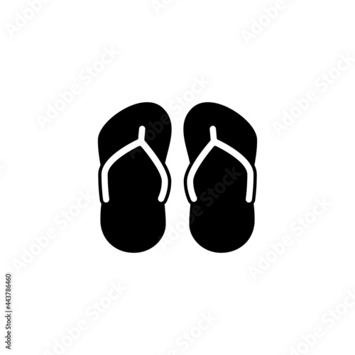 Footwear, slippers icon in solid black flat shape glyph icon, isolated on white background 