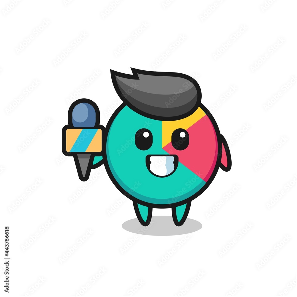 Character mascot of chart as a news reporter