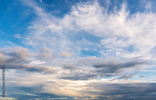 sky background with many varied stratus clouds before sunset