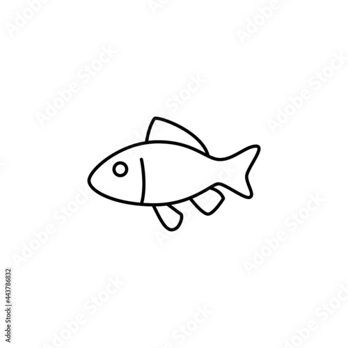 fish, seafood icon in flat black line style, isolated on white background  © fahmi