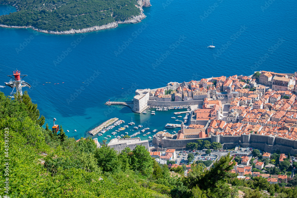 Dubrovnik old town in Croatia, view from top of the Srd mountain