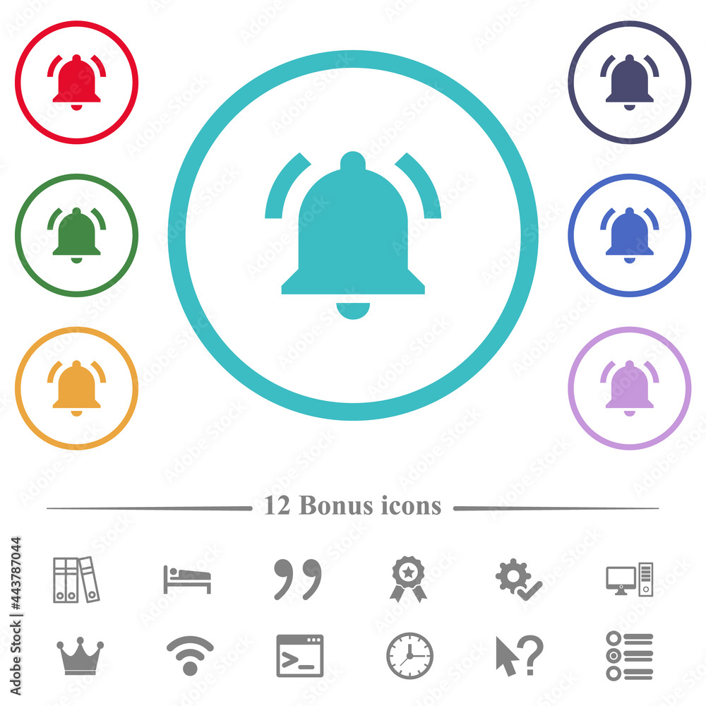 Active notification flat color icons in circle shape outlines Active notification flat color icons in circle shape outlines
