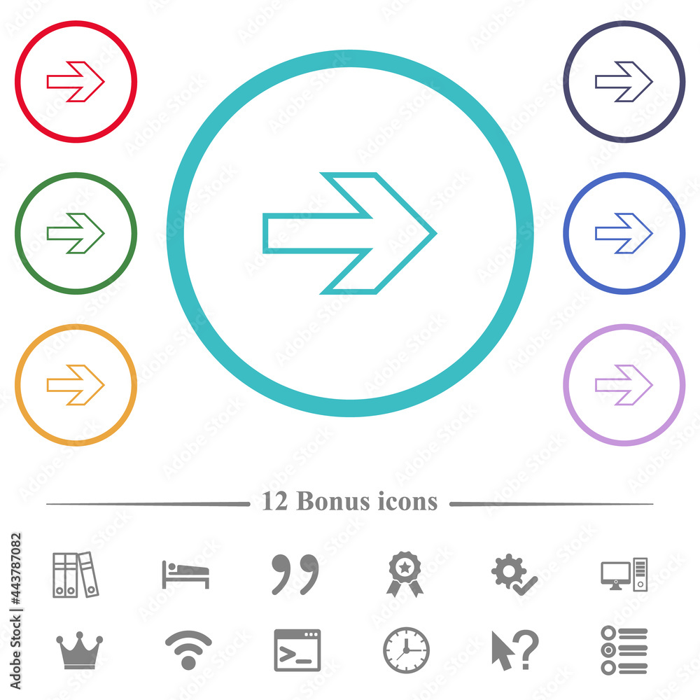 Right arrow outline flat color icons in circle shape outlines Right arrow outline flat color icons in circle shape outlines