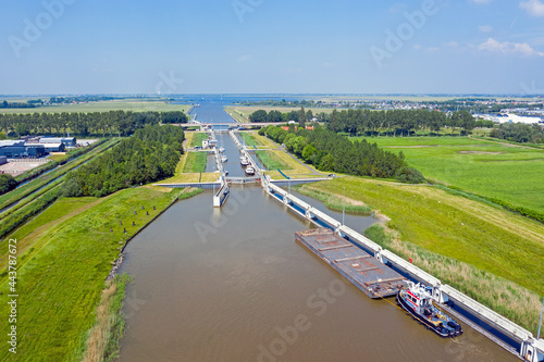 Aerial from Princes Margriet Sluices near Lemmer in the Netherlands