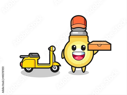 Character Illustration of light bulb as a pizza deliveryman