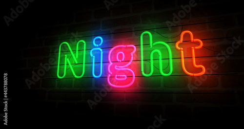 Night neon light 3d illustration