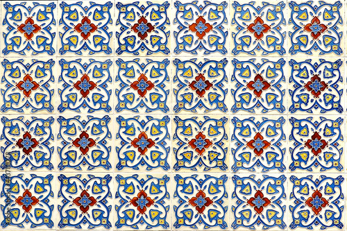 Blue and Red Peranakan tile mosaic