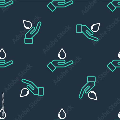 Line Washing hands with soap icon isolated seamless pattern on black background. Washing hands with soap to prevent virus and bacteria. Vector