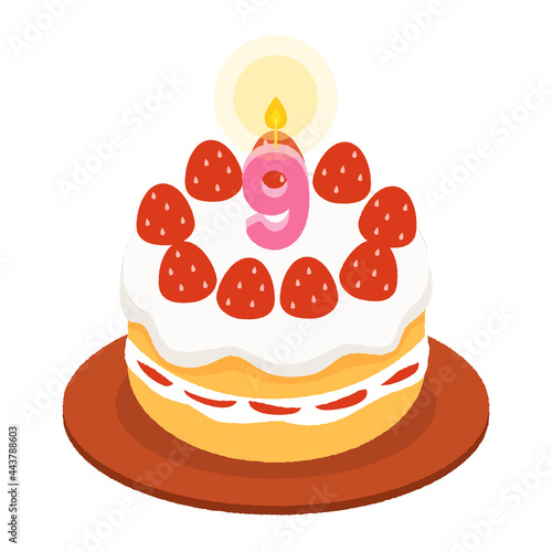 9歳の誕生日ケーキ、9周年のアニバーサリーケーキ