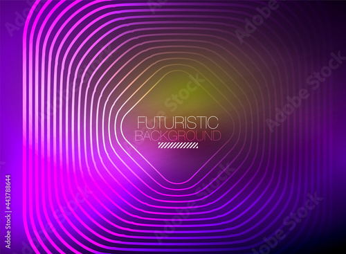 Neon color square shape lines abstract background. Shiny magic energy and motion concept, vector abstract wallpaper background