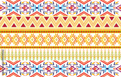 Geometric ethnic pattern traditional. Design for background on the fabric, carpet, batik, clothing, and other textile products. Vector style weaving concept.