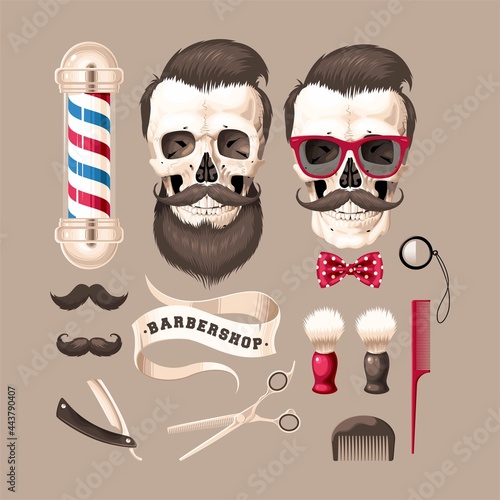 Big vector set of barber shop illustrations