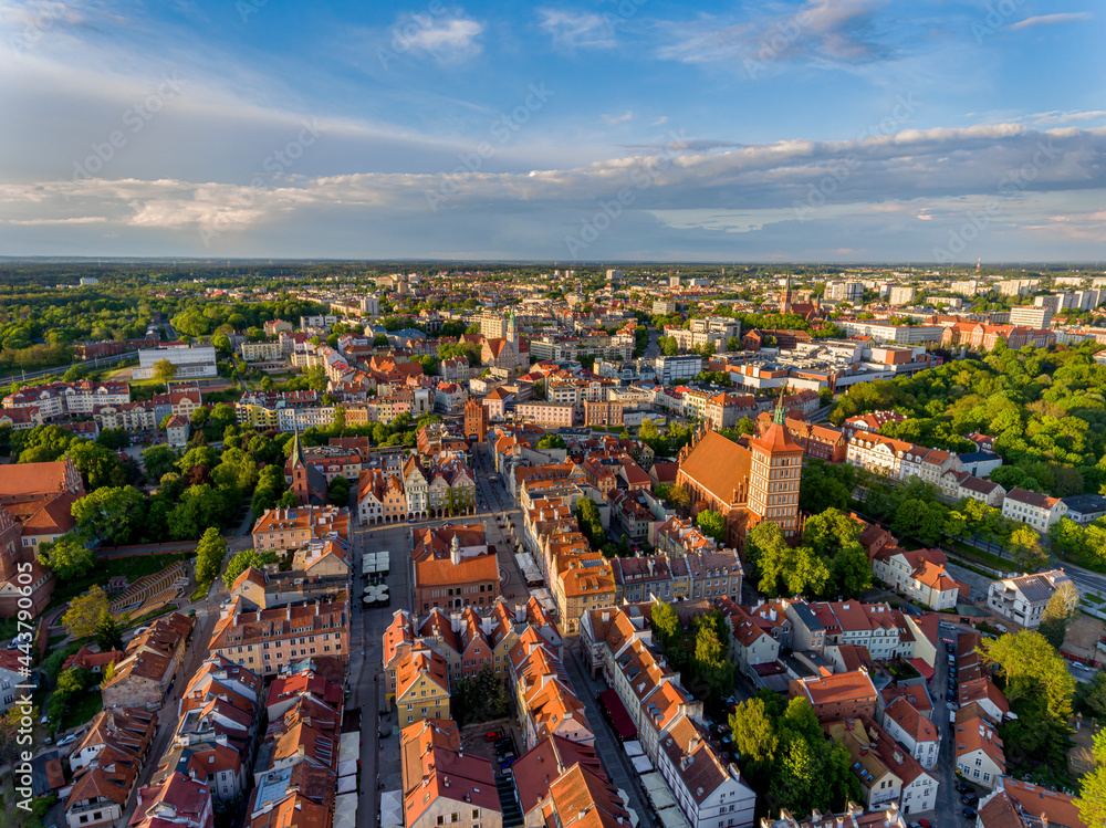 Olsztyn - the old town, the old town hall, the co-cathedral Basilica of Saint James, tenement houses, the new town hall, the Church of the Sacred Heart of Jesus, the high gate, the Evangelical church