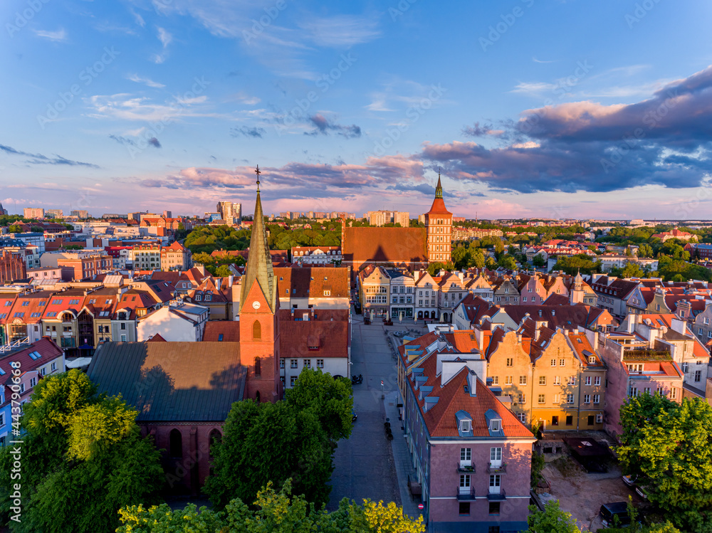 Fototapeta premium Olsztyn - the old town, Old Town Hall, Saint James Co-Cathedral Basilica, tenement houses, Evangelical Church