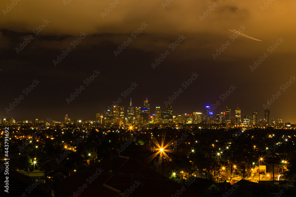 オーストラリア　遠くから見たメルボルンの夜景