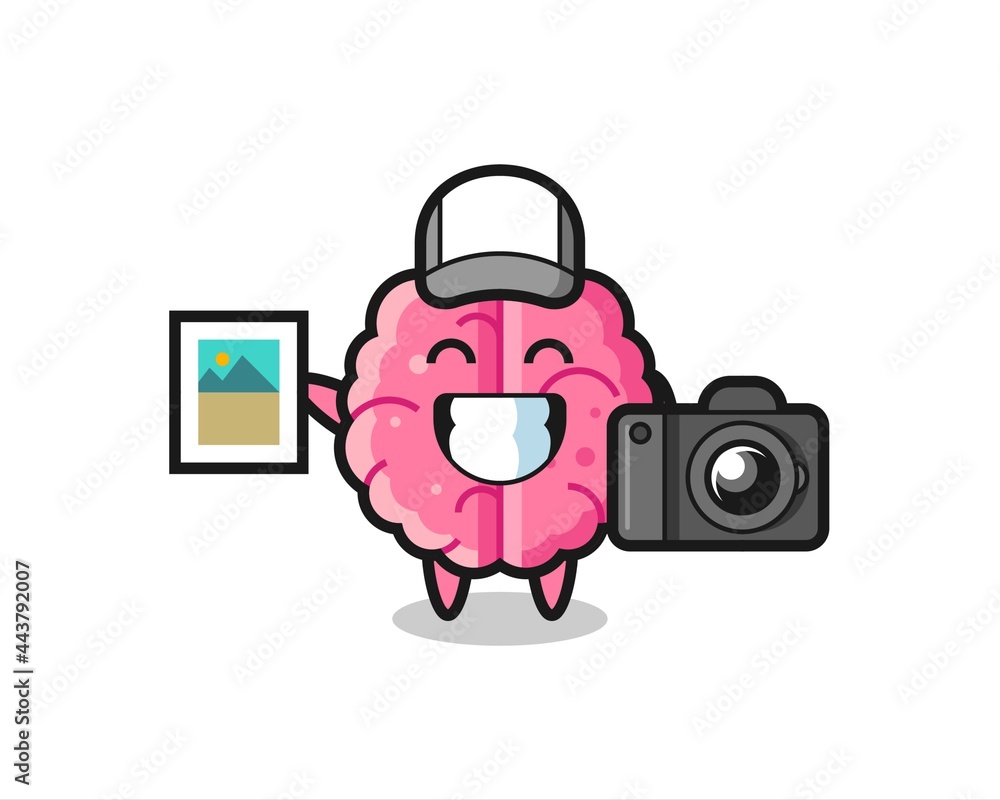 Character Illustration of brain as a photographer Character Illustration of brain as a photographer
