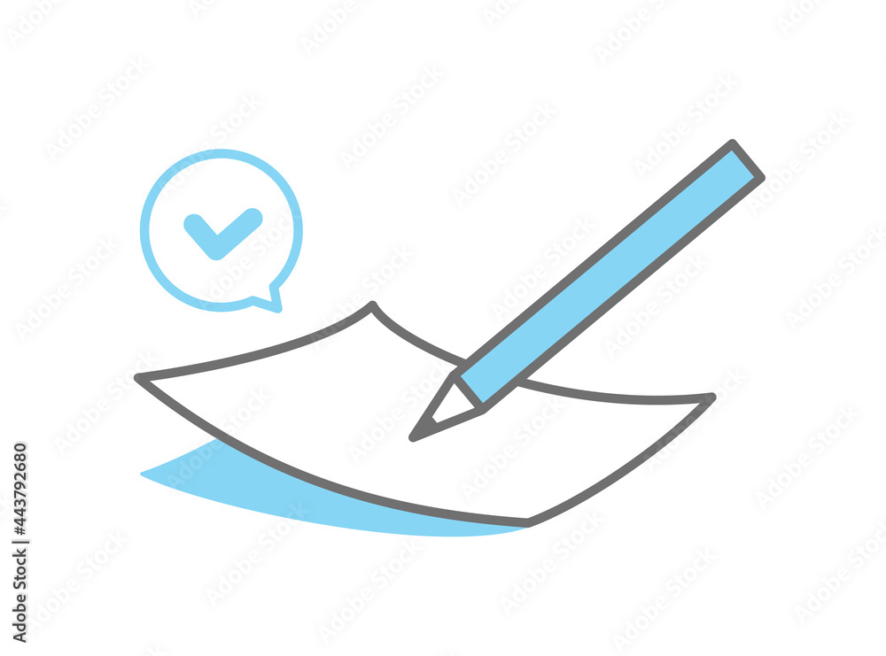 チェックリスト イラストイメージ ベクター素材 紙とペン Stock Illustration Adobe Stock