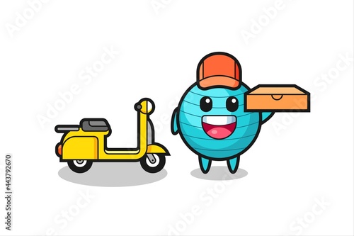 Character Illustration of exercise ball as a pizza deliveryman