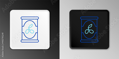 Line Olives in can icon isolated on grey background. Concept of canned food. Colorful outline concept. Vector