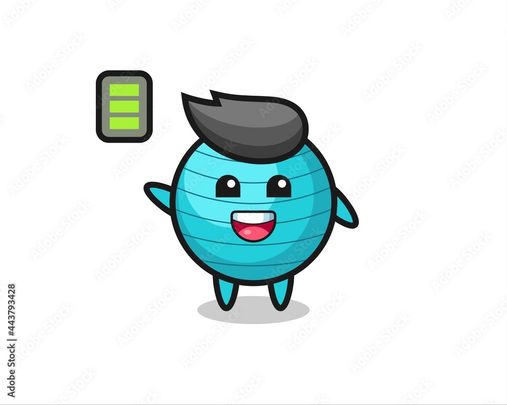exercise ball mascot character with energetic gesture