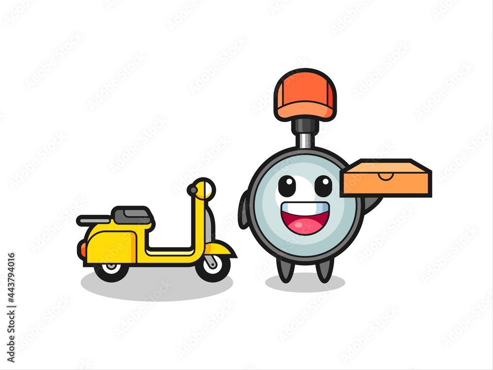 Character Illustration of magnifying glass as a pizza deliveryman Character Illustration of magnifying glass as a pizza deliveryman