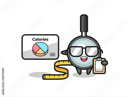 Illustration of magnifying glass mascot as a dietitian
