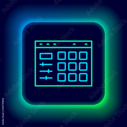 Glowing neon line Drum machine icon isolated on black background. Musical equipment. Colorful outline concept. Vector
