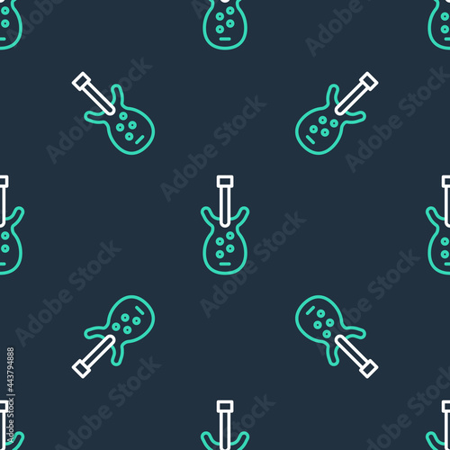 Line Electric bass guitar icon isolated seamless pattern on black background. Vector