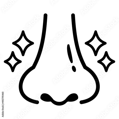 毛穴がきれいな鼻のイラスト　シンプル線画