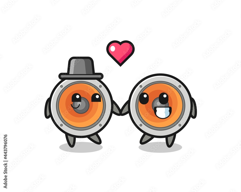 loudspeaker cartoon character couple with fall in love gesture loudspeaker cartoon character couple with fall in love gesture