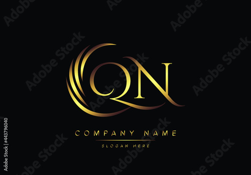 alphabet letters QN monogram logo, gold color elegant classical photo