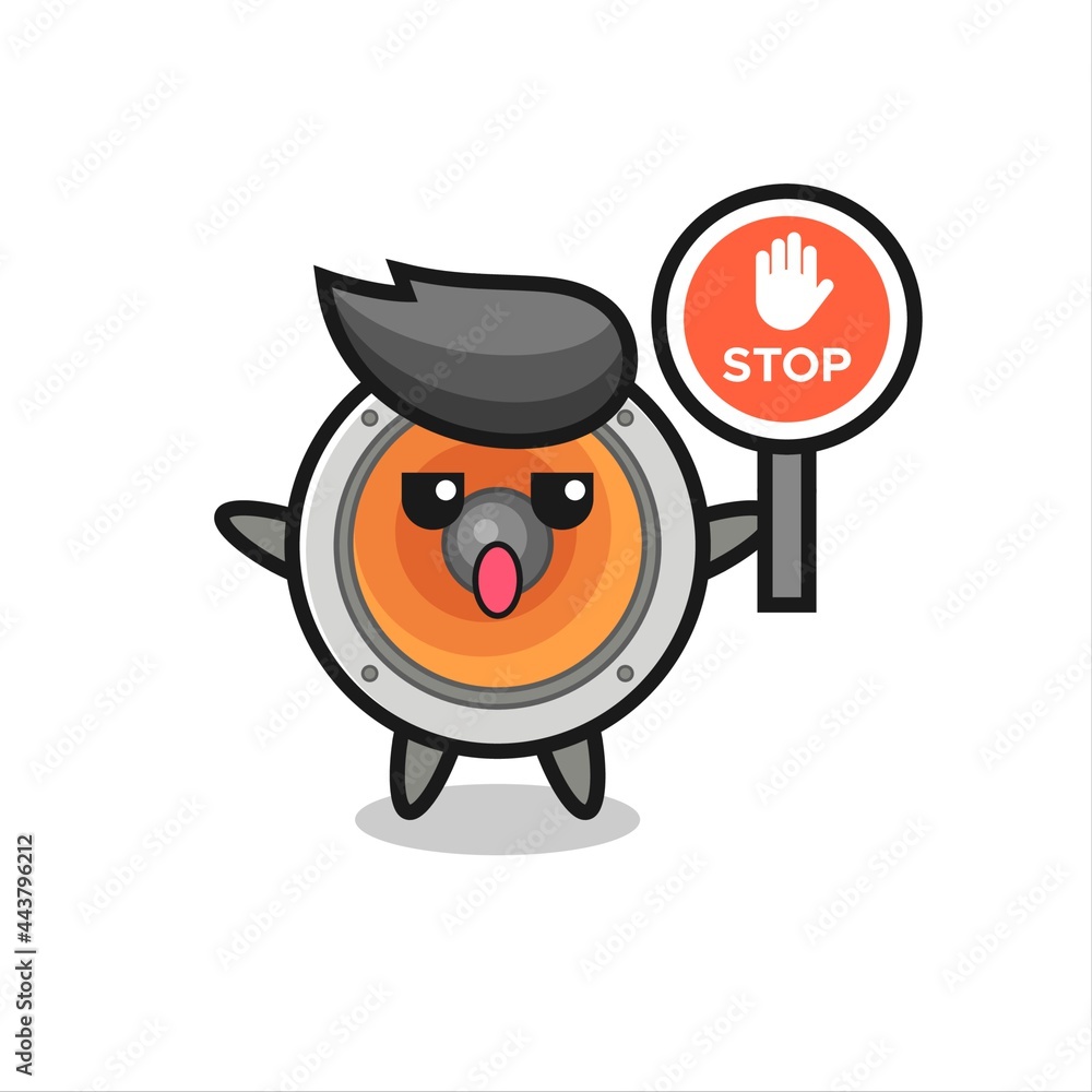 loudspeaker character illustration holding a stop sign loudspeaker character illustration holding a stop sign