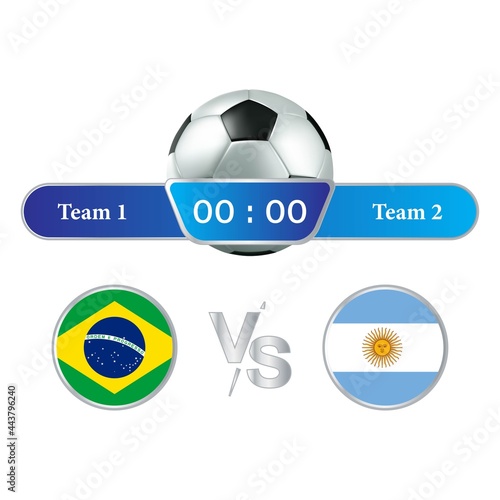 Football scoreboard stylish collection. Soccer scoreboard with blue color. Sports scoreboard with the national flag. Brazil VS Argentina matches the lower third overlay with a blue shade.