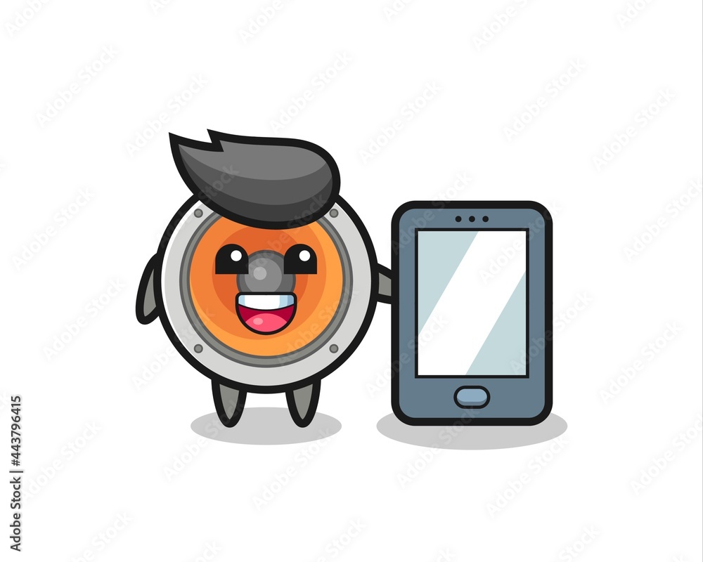 loudspeaker illustration cartoon holding a smartphone