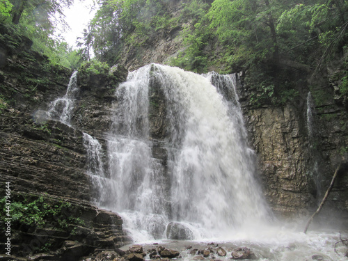 beautiful waterfall in Ukraine. Manyava Waterfall